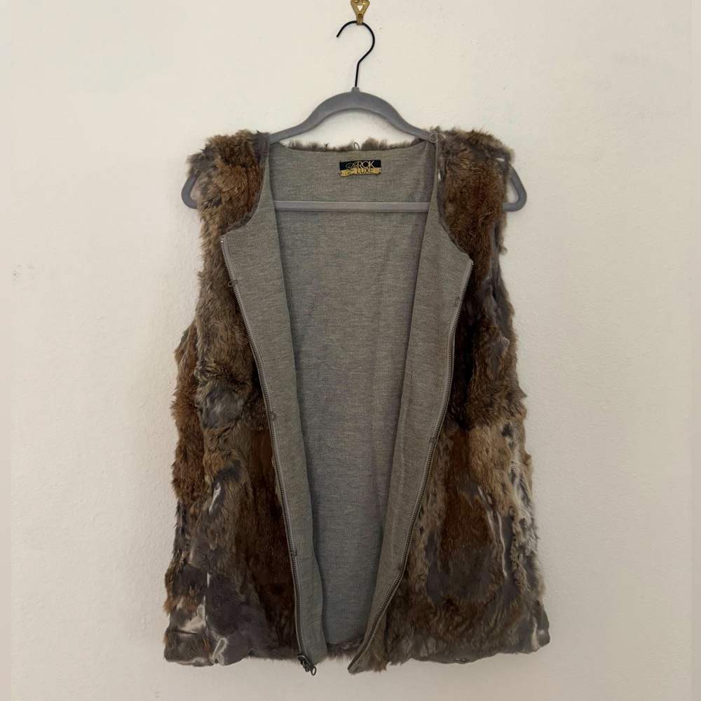 LaROK reversible 100% rabbit fur vest, S